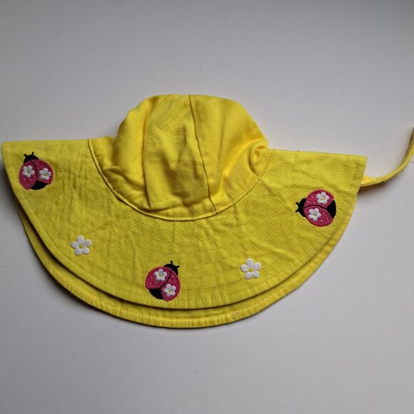 Gymboree baby infant sun hat lady bugs bright yellow cotton 0-12 months - Picture 1 of 3